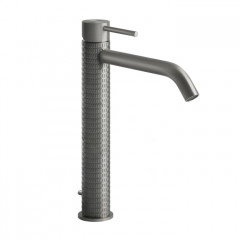 GESSI 316 Смеситель для раковины на 1 отверстие, высокий h=305мм, с донным клапаном, излив 156мм, цвет: steel brushed