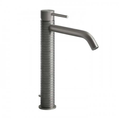GESSI 316 Смеситель для раковины на 1 отверстие, высокий h=305мм, с донным клапаном, излив 156мм, цвет: steel brushed