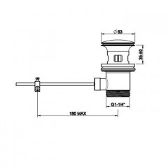 Gessi Emporio Technical accessories Донный клапан для раковины на 1 1/4 c донным клапаном и переливом, цвет: Finox Brushed Nickel