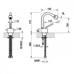 Gessi Goccia Смеситель для биде на 1 отверстие, цвет: черный