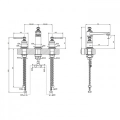 GESSI VENTI20 Смеситель для раковины на 3 отверстия, высота излива 98 мм., цвет Warm Bronze PVD
