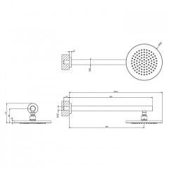 GESSI 316 Душевая головка шарнирная для настенного крепления на 1/2", 219мм, цвет Steel Brushed