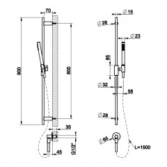 GESSI HABITO CESELLO Душевой гарнитур с штангой, выводом воды, ручным душем и шлангом 1500 мм., цвет Warm Bronze Br. PVD