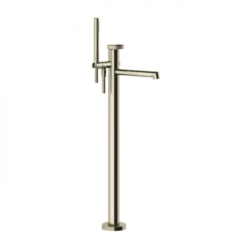 GESSI ANELLO Смеситель для ванны напольный, с ручным душем и шлангом 1500 мм., внешняя часть, цвет Finox Brushed Nickel
