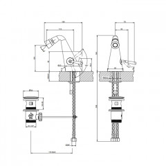 Gessi Cono Смеситель для биде с донным клапаном на 1 1/4", соединительные шланги на 3/8, цвет Black XL