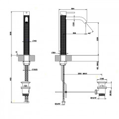 GESSI 316 Смеситель для раковины на 1 отверстие, высокий h=305мм, с донным клапаном, излив 156мм, цвет: steel brushed