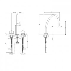 GESSI Origini Смеситель для раковины высокий на 3 отв, без донного клапана, цвет:Warm Bronze Br. PVD