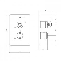 GESSI VENTI20 Смеситель встраиваемый, термостатический, с переключателем на 3 положения, внешняя часть, цвет черный матовый