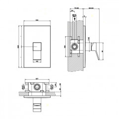 Gessi Rettangolo K Встраиваемый однорычажный смеситель для душа (внешняя часть), цвет: черный