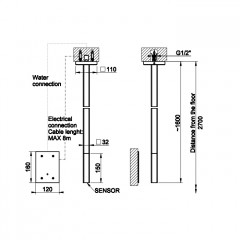 GESSI RILIEVO Смеситель для раковины потолочный, электронный, с кран-фильтром для регулировки температуры и напора воды, внешняя часть, цвет хром