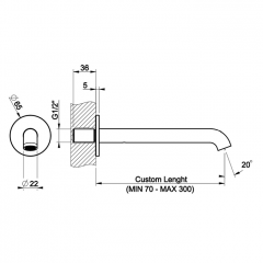 GESSI Origini Настенный излив с длиной под заказ., цвет: хром