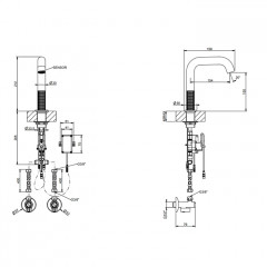GESSI 316 MECCANICA Смеситель для раковины, электронный, с кран-фильтром для регулировки температ и напора воды, выс излива 150 мм, цвет Black Metal B