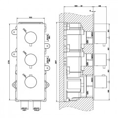 GESSI 316 Встраиваемый термостатический смеситель на 2 источника, резьба 3/4" (внешние части), цвет: Black XL