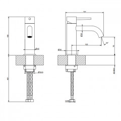 GESSI 316 Смеситель для раковины на 1 отверстие без донного клапана, излив 123мм, цвет: brushed black metal pvd
