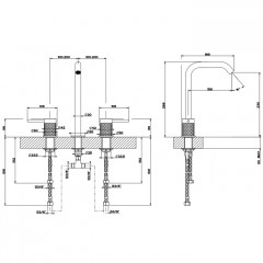 GESSI 316 Смеситель для раковины на 3 отверстия, без донного клапана, излив 156мм h=269мм, цвет: steel brushed