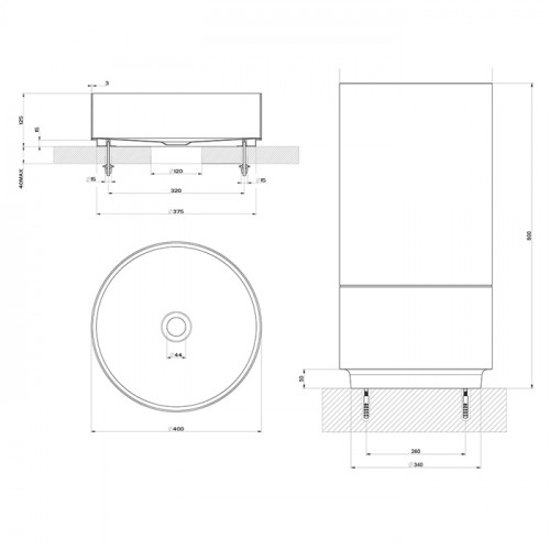 GESSI INCISO Подставка напольная под раковину 54601, сифон в комплекте, цвет Cristalplant Dark Metal