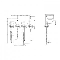 GESSI 316 Смеситель на борт ванны на 4 отв. с изливом и ручным душем, Black XL