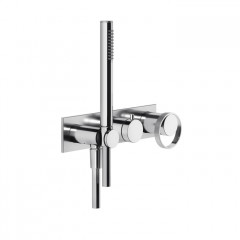 Gessi Anello Встраиваемый однорычажный смеситель на 2 выхода с перекл., ручным душем с держателем и выводом воды (внешние части), цвет: хром