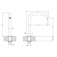 GESSI 316 Излив для раковины, настольный, высота 160 мм., цвет Black XL