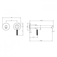 GESSI INGRANAGGIO Смеситель для раковины встраиваемый, однорычажный, излив 185-205 мм., внешняя часть, цвет Black Metal PVD