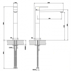 Gessi Rettangolo Смеситель для раковины с высоким изливом 213мм, цвет: хром