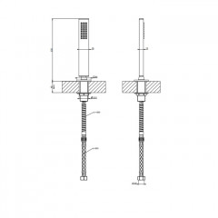 Gessi Rettangolo Душевая лейка выдвигающаяся, с держателем, цвет: черный