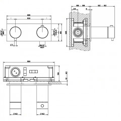 GESSI 316 Термостатический смеситель, с подключением на 3/4", фильтр, на 1 источник (внешняя часть), цвет: steel brushed