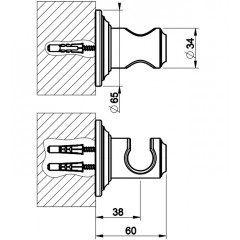 GESSI VENTI20 Держатель фиксированный для душевой лейки, цвет Black Metal PVD