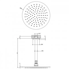 GESSI Rilievo Потолочная душевая головка шарнирная на 1/2",250 мм., цвет: хром