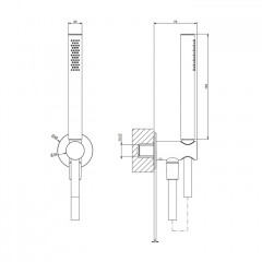 GESSI 316 Душевой комплект, + вывод, держатель, шланг 1,50 м и душевая лейка, цвет: Black XL