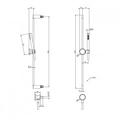 GESSI Origini Штанга в комплекте с душевой лейкой, шланг 1,50 м и вывод воды. в компл с отд вставкой, цвет: хром