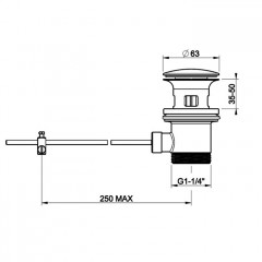 Gessi Донный клапан для раковины на 1 1/4 c донным клапаном и переливом для арт. 41405 и 41406, цвет: хром
