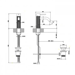 GESSI 316 Смеситель для раковины на 1 отверстие, с донным клапаном, излив 123мм, цвет: steel brushed