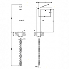 Gessi Rettangolo K Смеситель для раковины на 1 отверстие, излив 128мм, цвет: хром