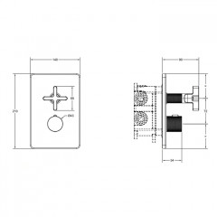 GESSI INCISO Встраиваемый термостатический смеситель на 3 источника, резьба 1/2" (внешняя часть), цвет: finox
