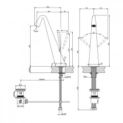 Gessi Cono Смеситель для раковины высокий с донным клапаном на 1 1/4", соединительные шланги на 3/8, цвет Copper PVD