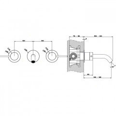 GESSI 316 Встраиваемый смеситель с изливом 146-126мм (внешние части), цвет: steel brushed