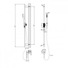 GESSI INVERSO RIGATO Штанга в комплекте с душевой лейкой с защитой от известкового налета, гибкий шланг 1,50 м цвет: хром
