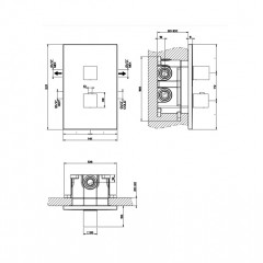 Gessi Rettangolo Встраиваемый термостат, подключение на 3/4", с переключателем на 2 выхода(внешние части), цвет: черный
