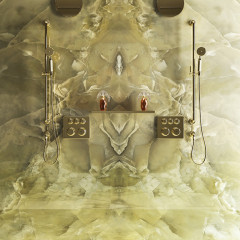 GESSI VENTI20 Штанга для душа 800 мм., с ручным душем и шлангом 1500 мм., цвет Brass PVD