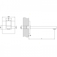 Gessi Rettangolo Настенный излив, для монтажа с удаленным управлением (не входит в комплект), индивидуальная длина, цвет: хром