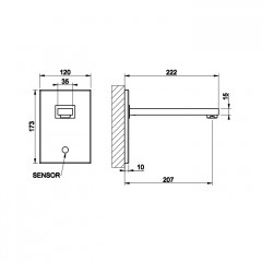 GESSI RETTANGOLO Смеситель для раковины настенный, электронный, внешняя часть, цвет хром