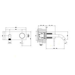 GESSI 316 Встраиваемый смеситель для раковины с изливом 146-116мм (внешняя часть), цвет: steel brushed