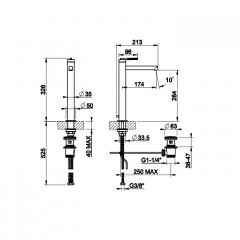 Gessi Ingranaggio Смеситель для раковины высокий с длинным изливом, с донным клапаном, цвет: хром
