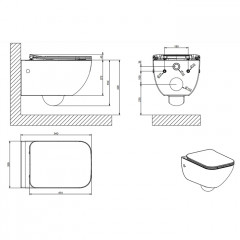 GESSI Origini Total Look Унитаз подвесной 474х358х350 мм, с сиденьем микролифт, петли хром, с сифоном, цвет белый