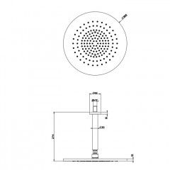 GESSI 316 Душевая головка шарнирная, потолочная на 1/2", 355мм, h=243мм, цвет: steel brushed