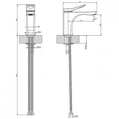 GESSI Rilievo Смеситель для раковины на 1 отв. без донного клапана h=156мм, излив 131мм , цвет: nero XL