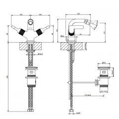 GESSI INCISO Смеситель для биде на 1 отверстие с донным клапаном, излив 97мм, цвет: золото