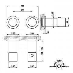 GESSI HABITO RIGATO Смеситель настенный встраиваемый, термостатический, с переключателем на 2 положения, внешняя часть, цвет Black Metal Br. PVD