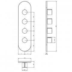 Gessi Tondo Welliness Внешняя часть встраиваем. термостатического смесителя , подкл на 3/4,с гориз/вертик установкой на 3 выхода, цвет хром